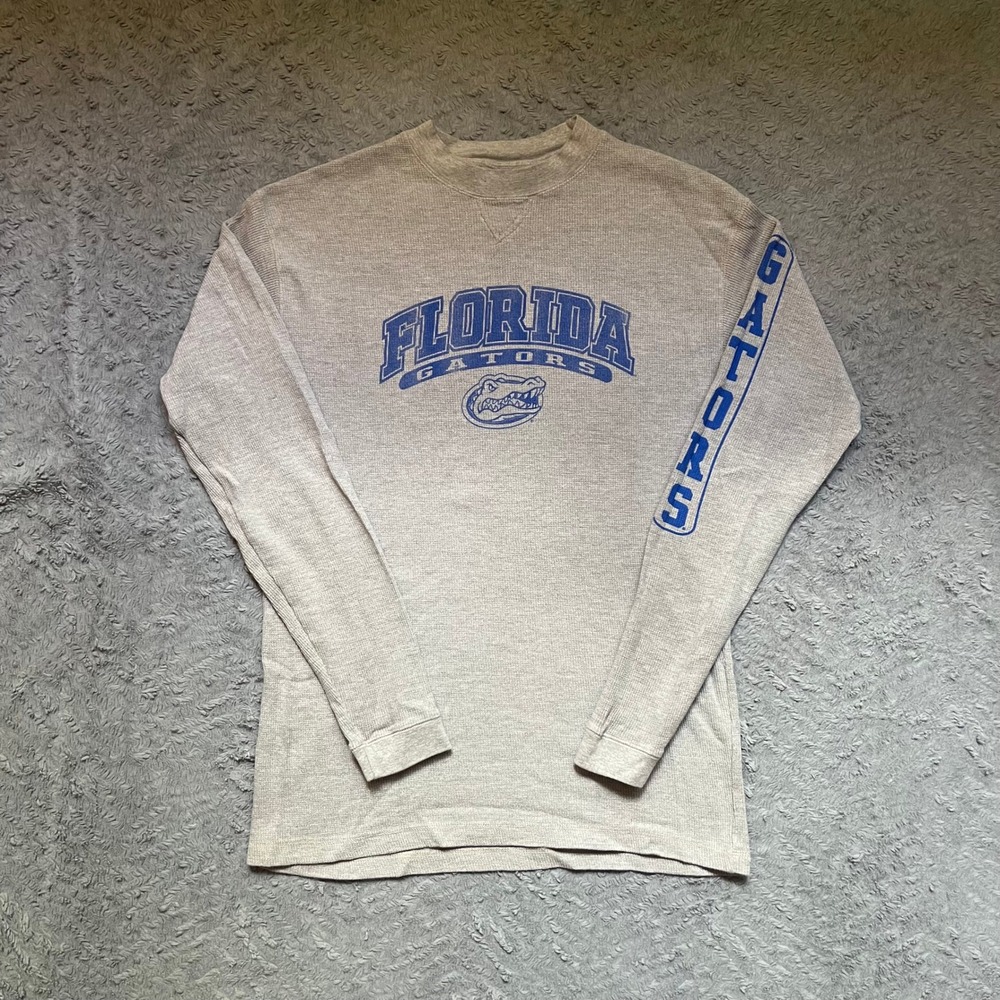 Florida Gators Long Sleeve Thermal Shirt Gray Waffle Knit Mens Sz L Sportswear